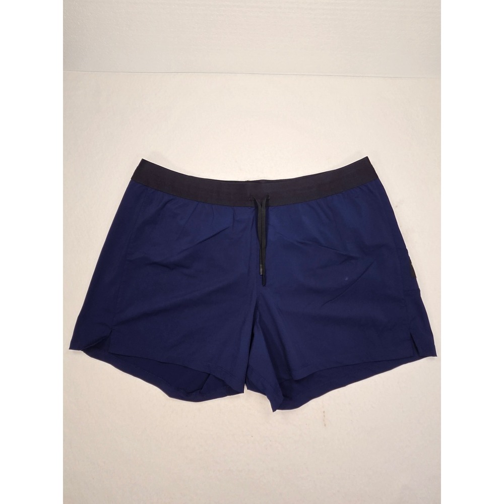 WOLACO Mens Navy Blue Performance Running Shorts XXL Elastic Waist Zip Pocket